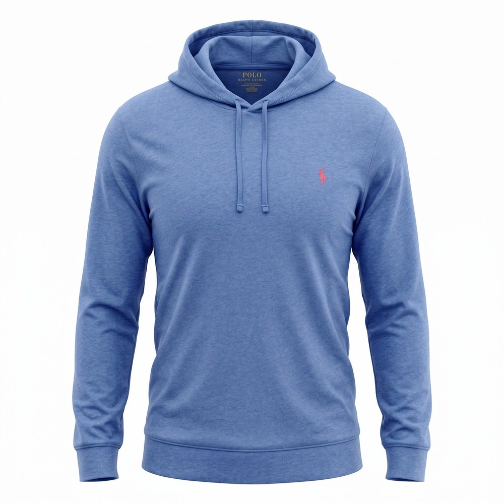 Polo Ralph Lauren Jersey Hooded T-Shirt Mens XXL Blue Heather Cotton Pink Pony